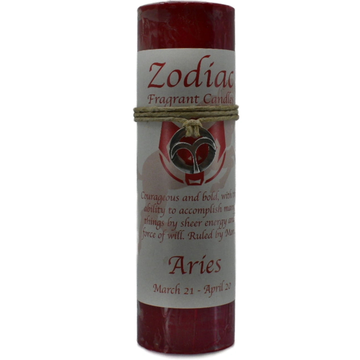 Red candle with "ZODIAC" and "ARIES" labels.