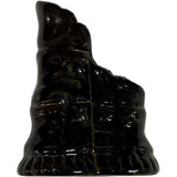 Black ceramic backflow incense burner with bamboo design.