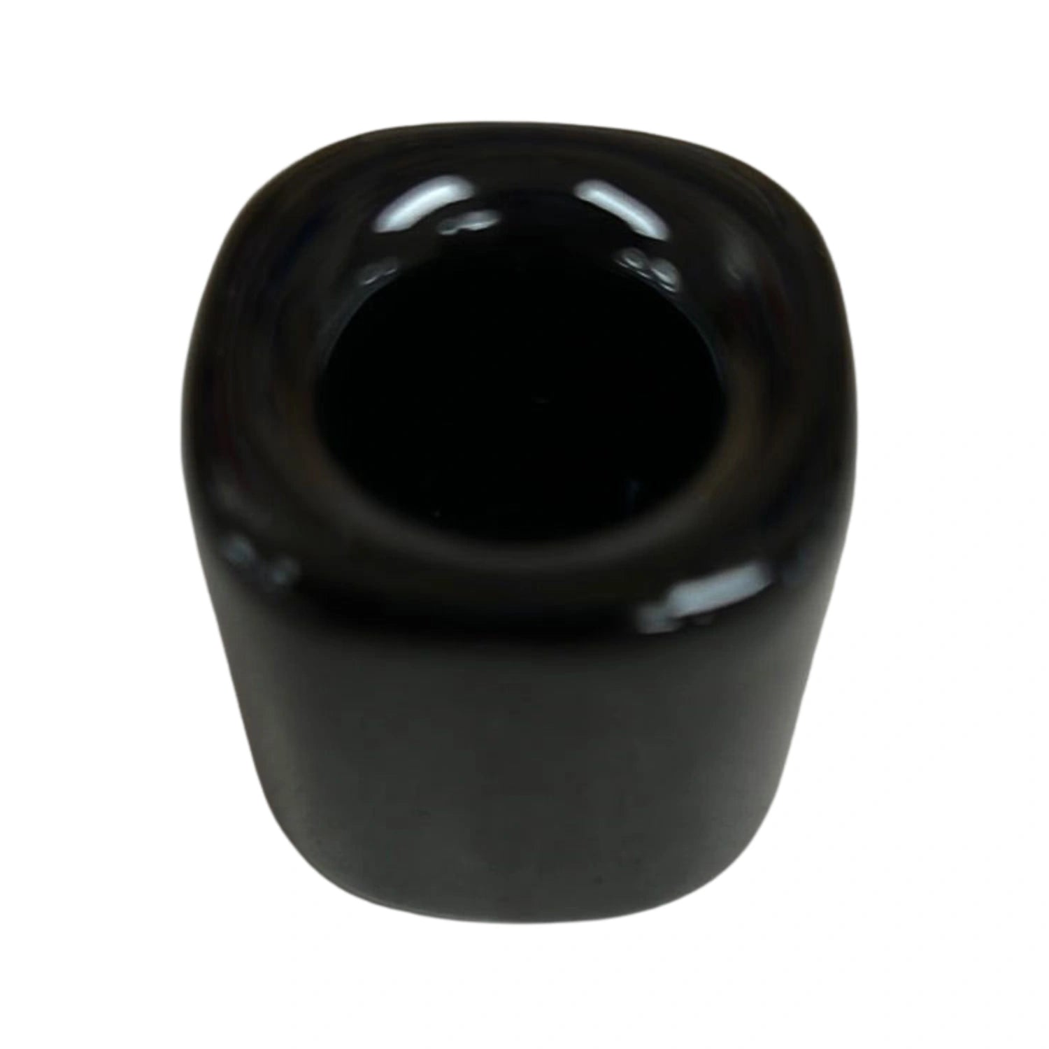 Black ceramic candle holder.