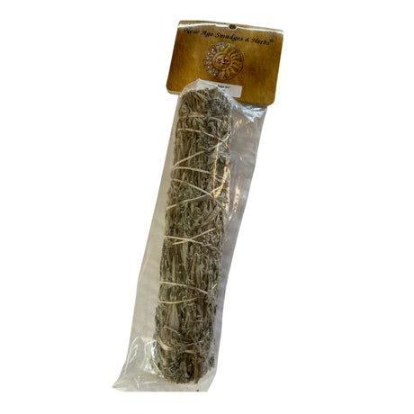 Black Sage smudge stick in plastic packaging.