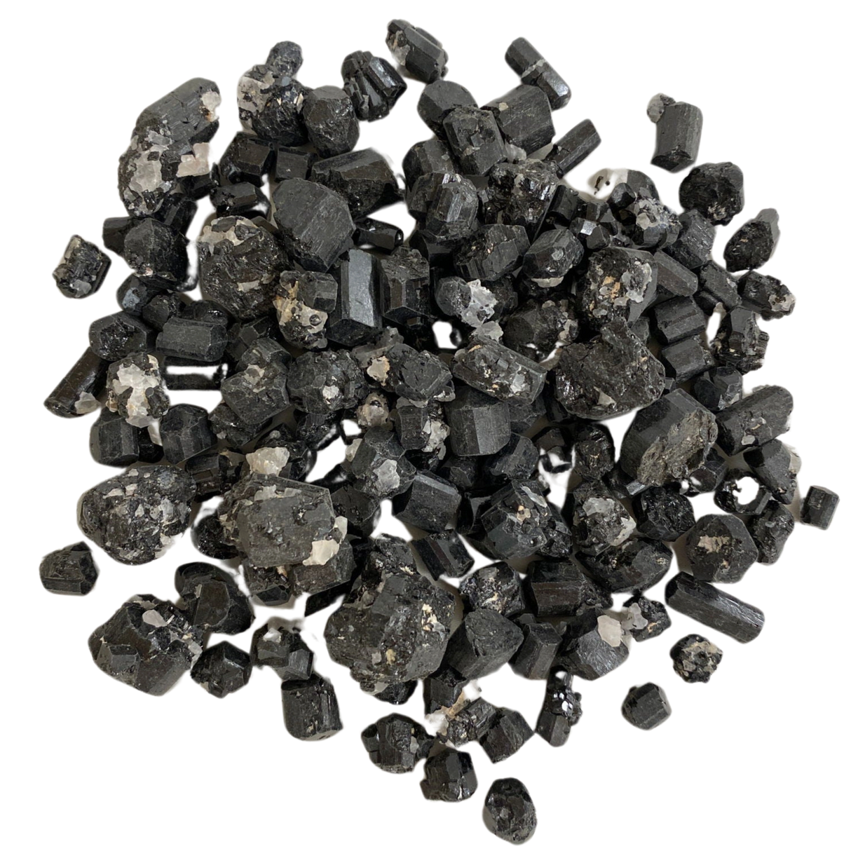 Black Tourmaline Crystal - Black crystals with striations.