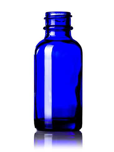 1 oz cobalt blue glass boston round bottle plastic cap