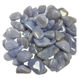 Blue Lace Agate Tumbled - Several vibrant blue lace agate tumbled stone with a smooth, polished surface and delicate white banding.