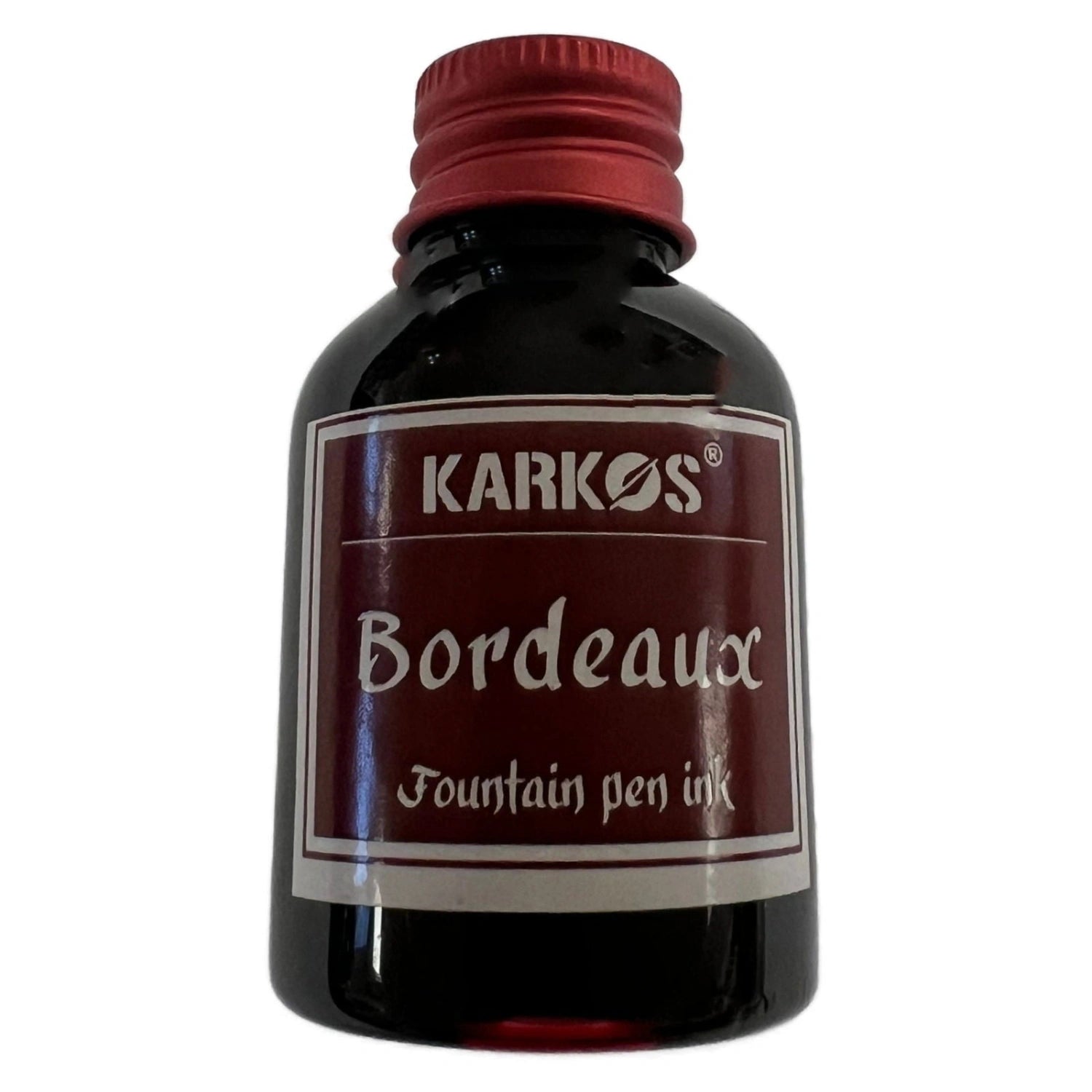 Bordeaux Calligraphy Ink - Small bottle metal top table dark red Bordeaux