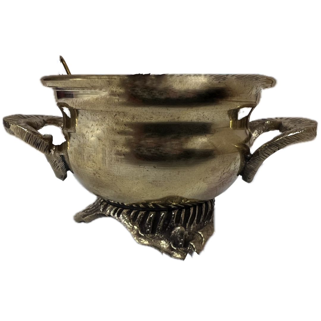 Brass Cauldron Incense Burner with lid on