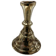 Brass candle holder with a flared base and a tall, cylindrical body.