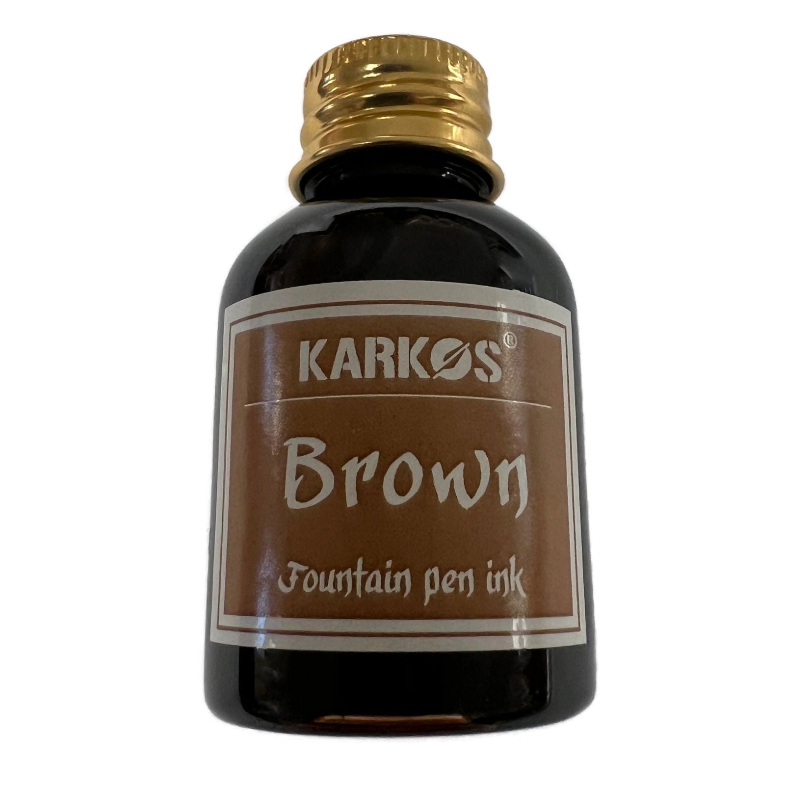 Brown Calligraphy Ink - Small bottle with metal lid, label brown 