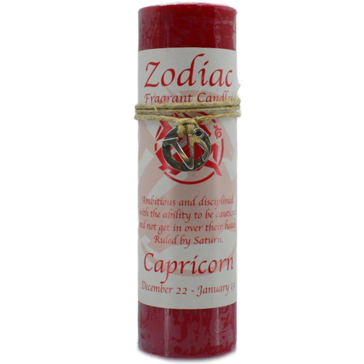 Red candle with "ZODIAC" and "CAPRICORN" labels.