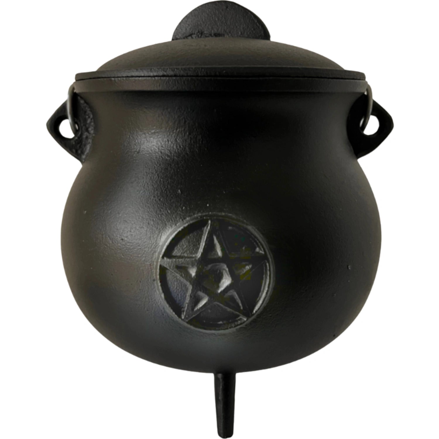 Large roundish black cauldron with pentacle on  front 