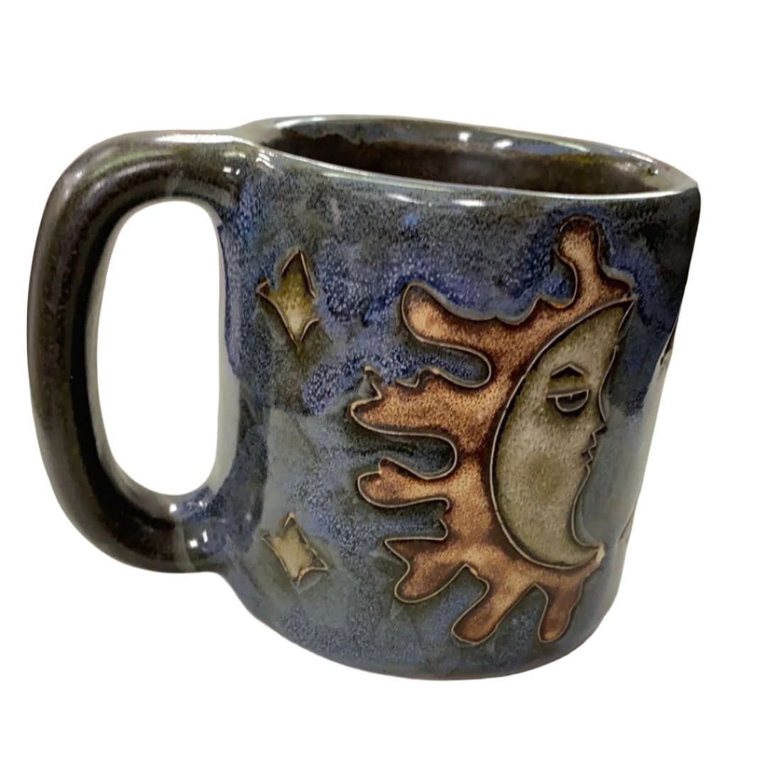 Celestial Blue Mug 16oz - Large blue stoneware mu with image of moon 