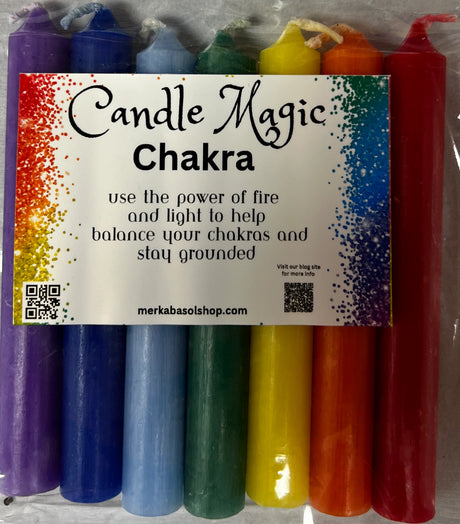 Chakra Candle Magick Kit - 7 candles in individual chakra colors 