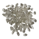 A cluster of tumbled clear quartz stones with a smooth, polished finish.