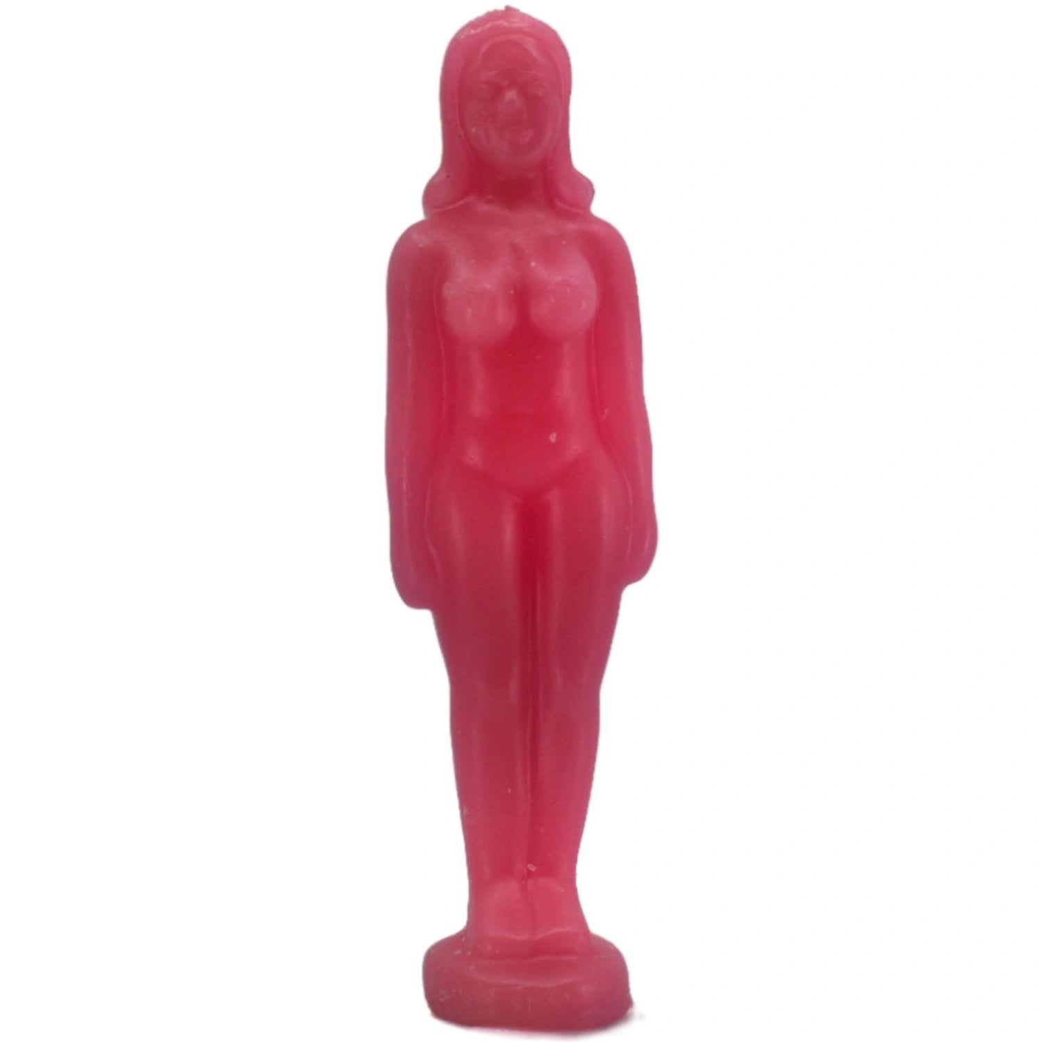 Pink candle shaped like a female figure.