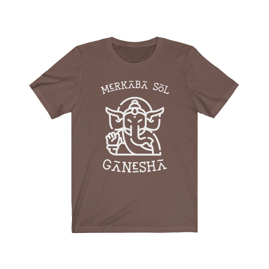 Ganesha Wave Short Sleeve Tee - Ganesha the breaker of obstacles. Bring inspiration and empowerment to your wardrobe with this Ganesha t-shirt in brown color or give it as a fun gift. From merkabasolshop.com