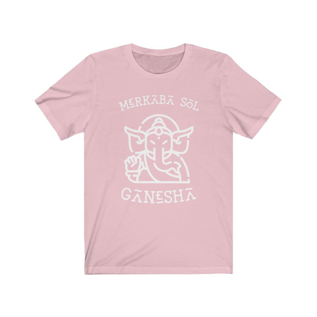 Ganesha Wave Short Sleeve Tee - Ganesha the breaker of obstacles. Bring inspiration and empowerment to your wardrobe with this Ganesha t-shirt in pink color or give it as a fun gift. From merkabasolshop.com