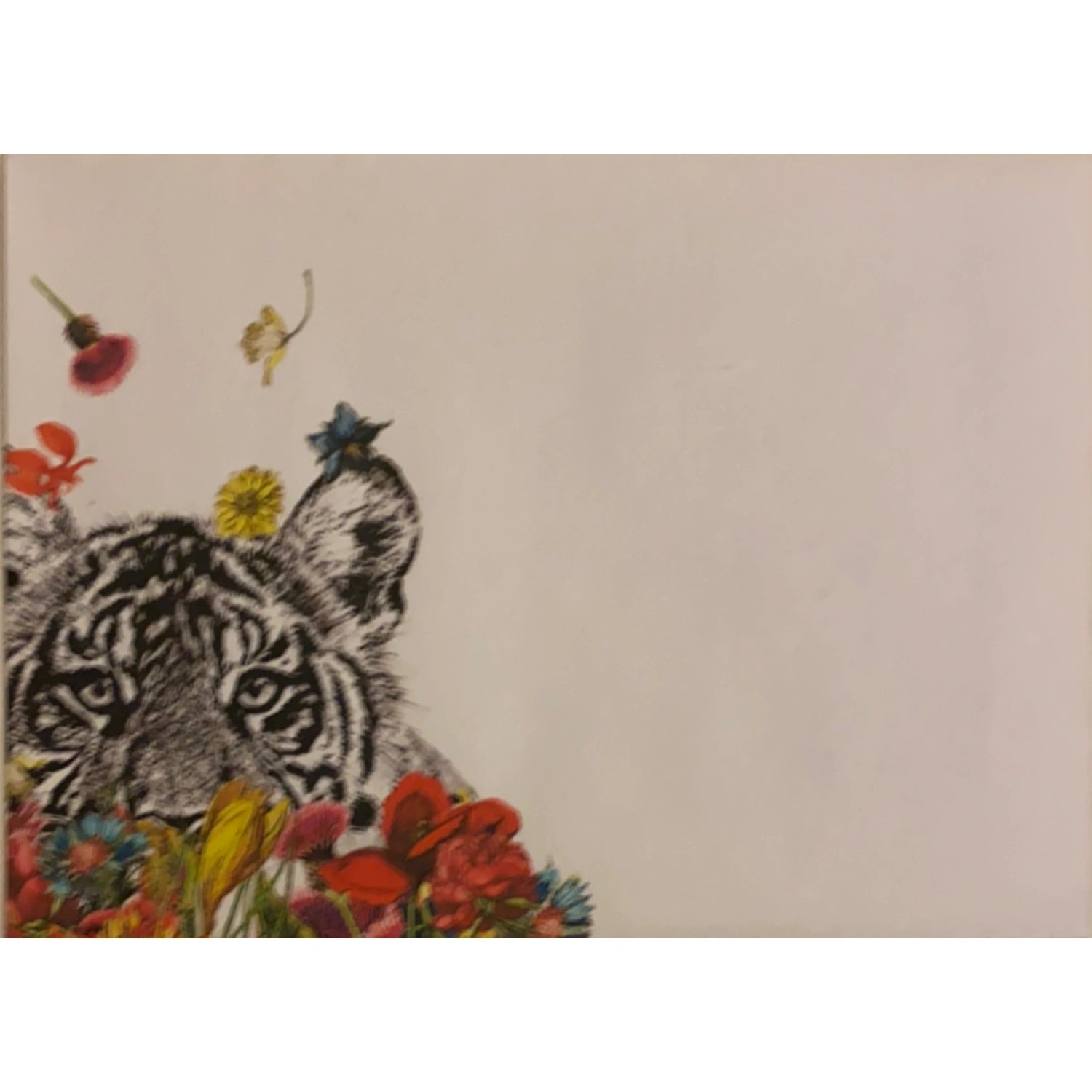 White Tiger Flowers Greeting Cards