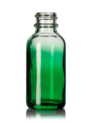 1 oz green-shaded clear glass boston round bottle with plastic cap