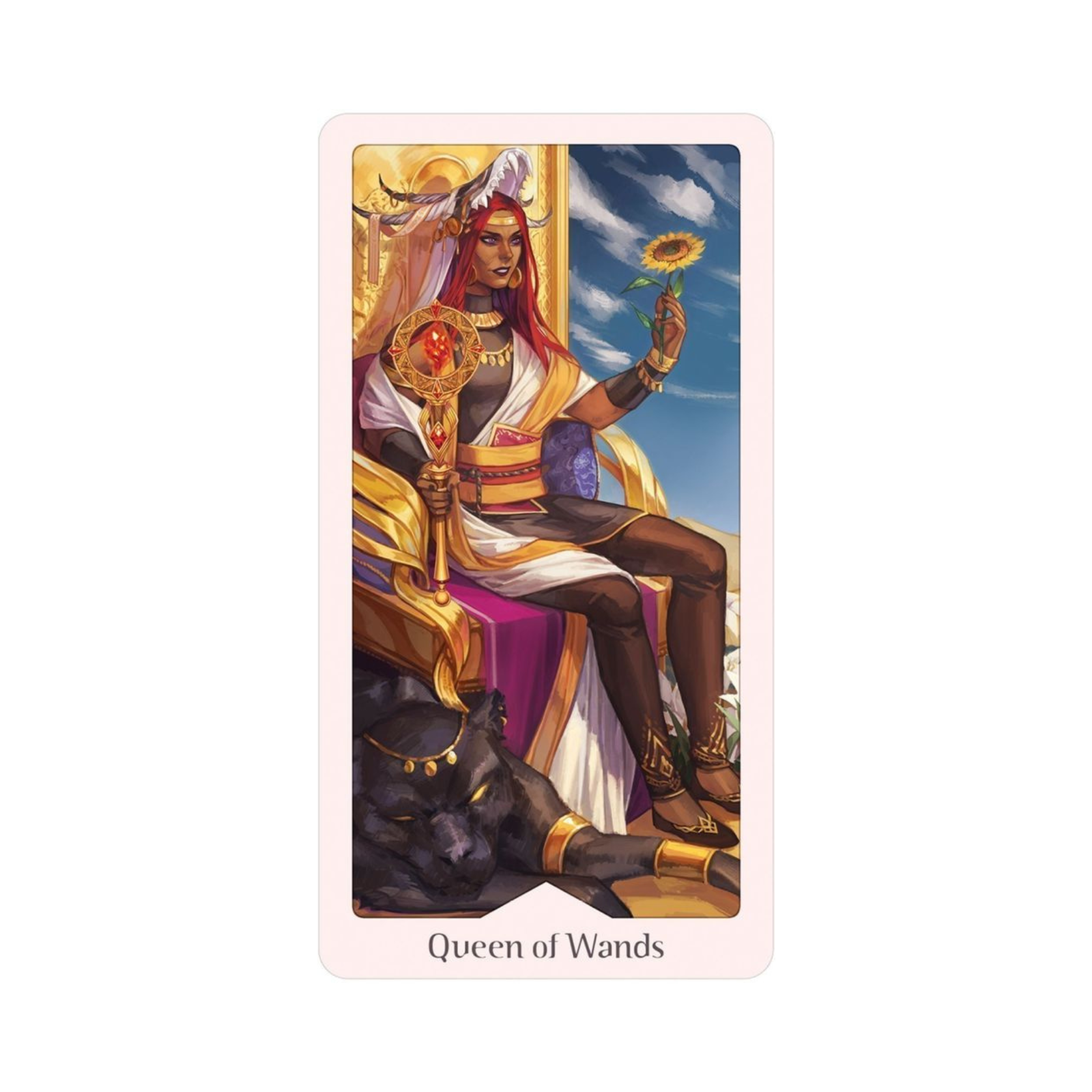 Heavenly Bloom Tarot - Heavenly Bloom Tarot Card -  Queen of Wands