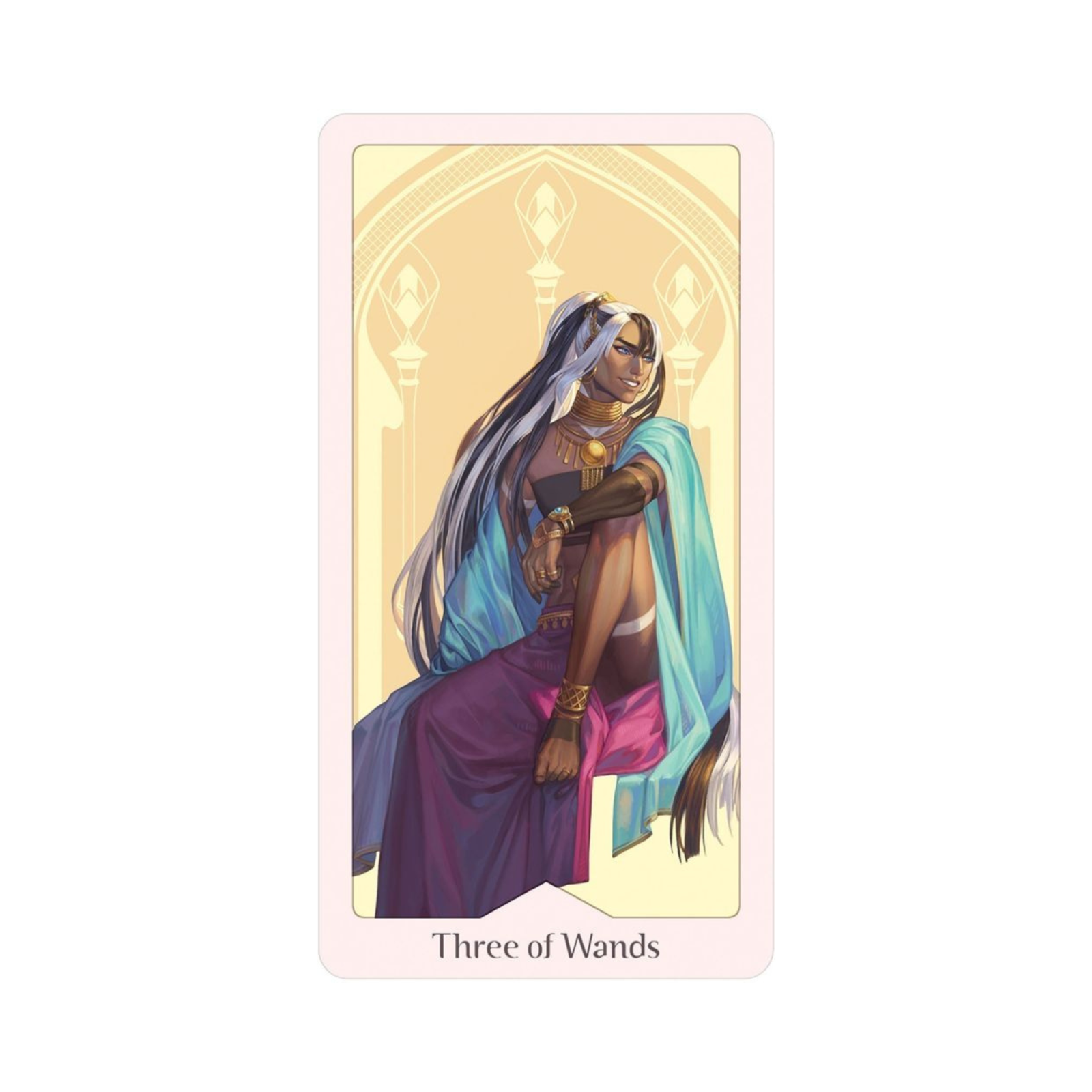 Heavenly Bloom Tarot - Heavenly Bloom Tarot Card - Three of Wands