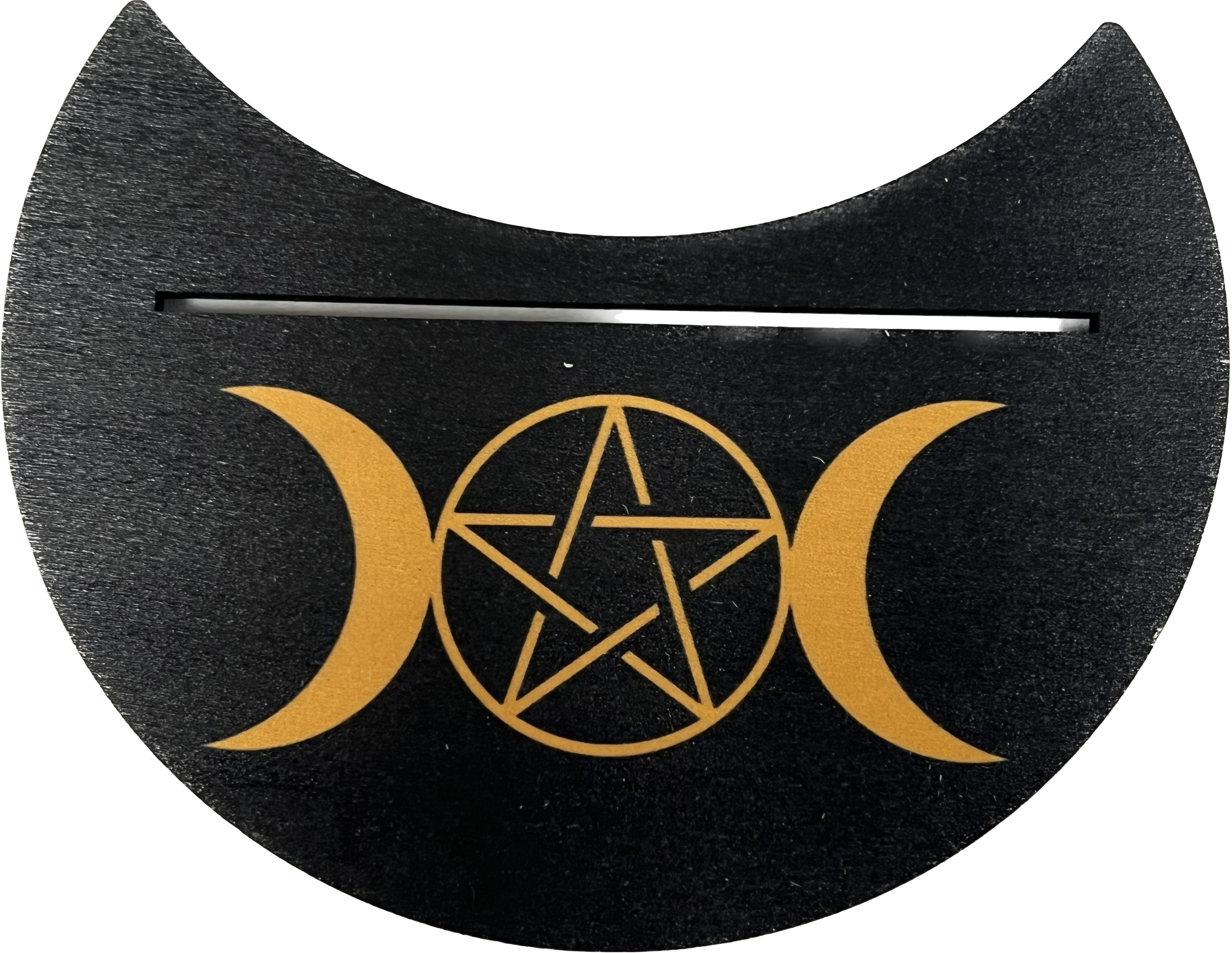 Crescent Moon Tarot Card Stand with Triple Moon &amp; Pentacle
