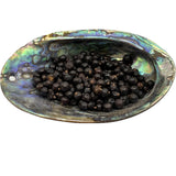 Whole Juniper Berries in an abalone shell.