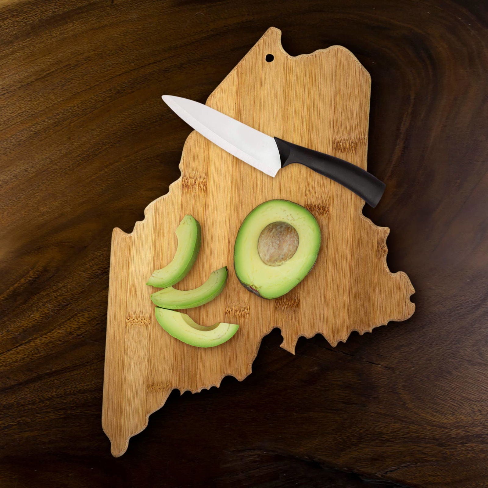 Maine State Shaped Bamboo Serving & Cutting Board - 