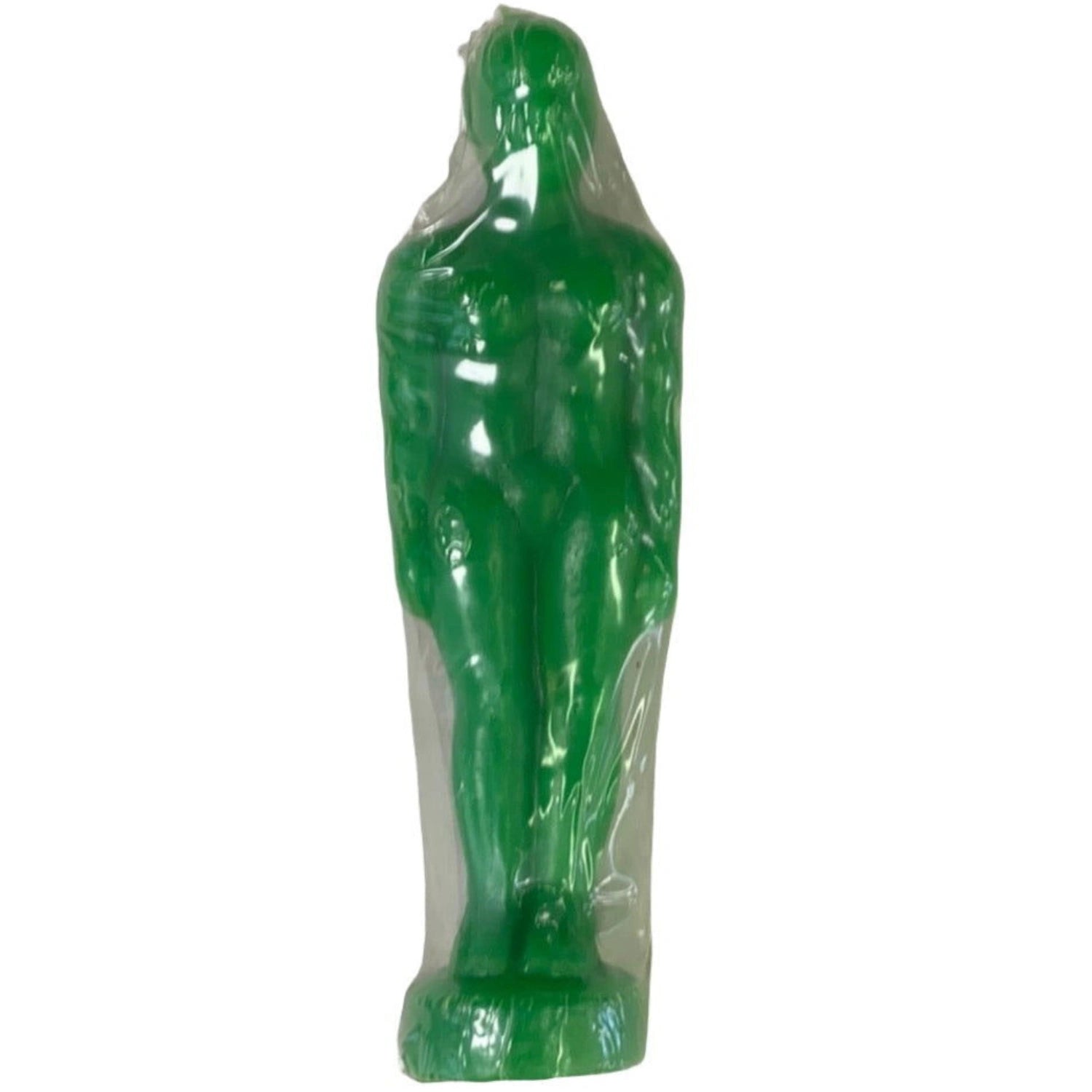 Green candle shaped like a male figure.