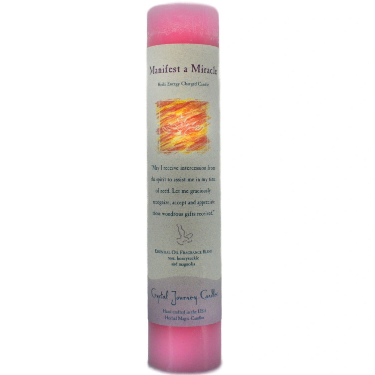 Manifest a Miracle Pillar Candle - Manifest a Miracle Pillar Candle.  Use to aid and  enhance your love and desire.  The candle was made using essential oils magnolia, honeysuckle and rose.