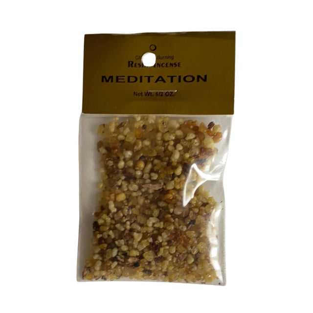 Meditation Resin Incense packed inside a clear plastic bag