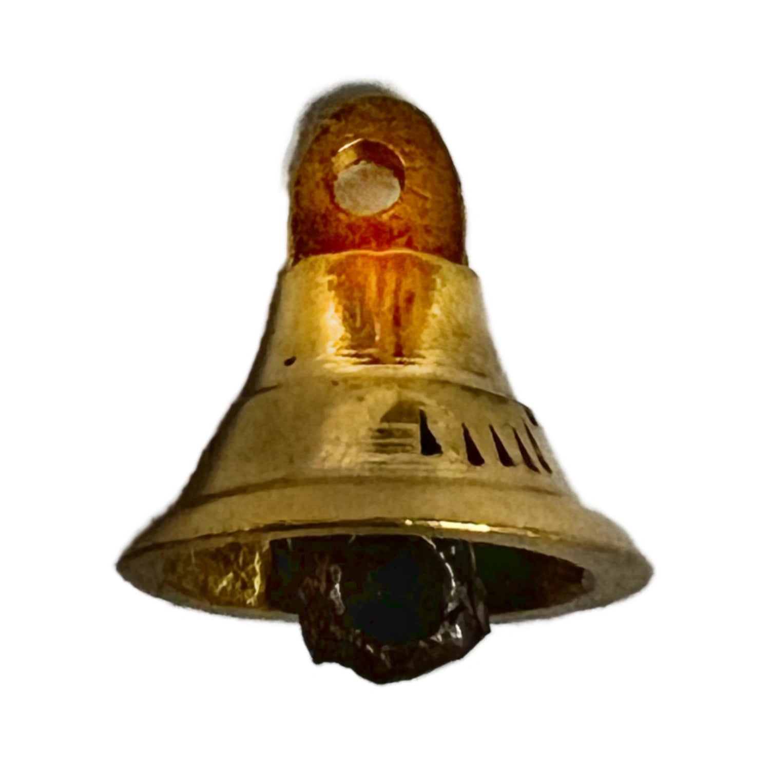 Small brass bell with a wooden clapper.