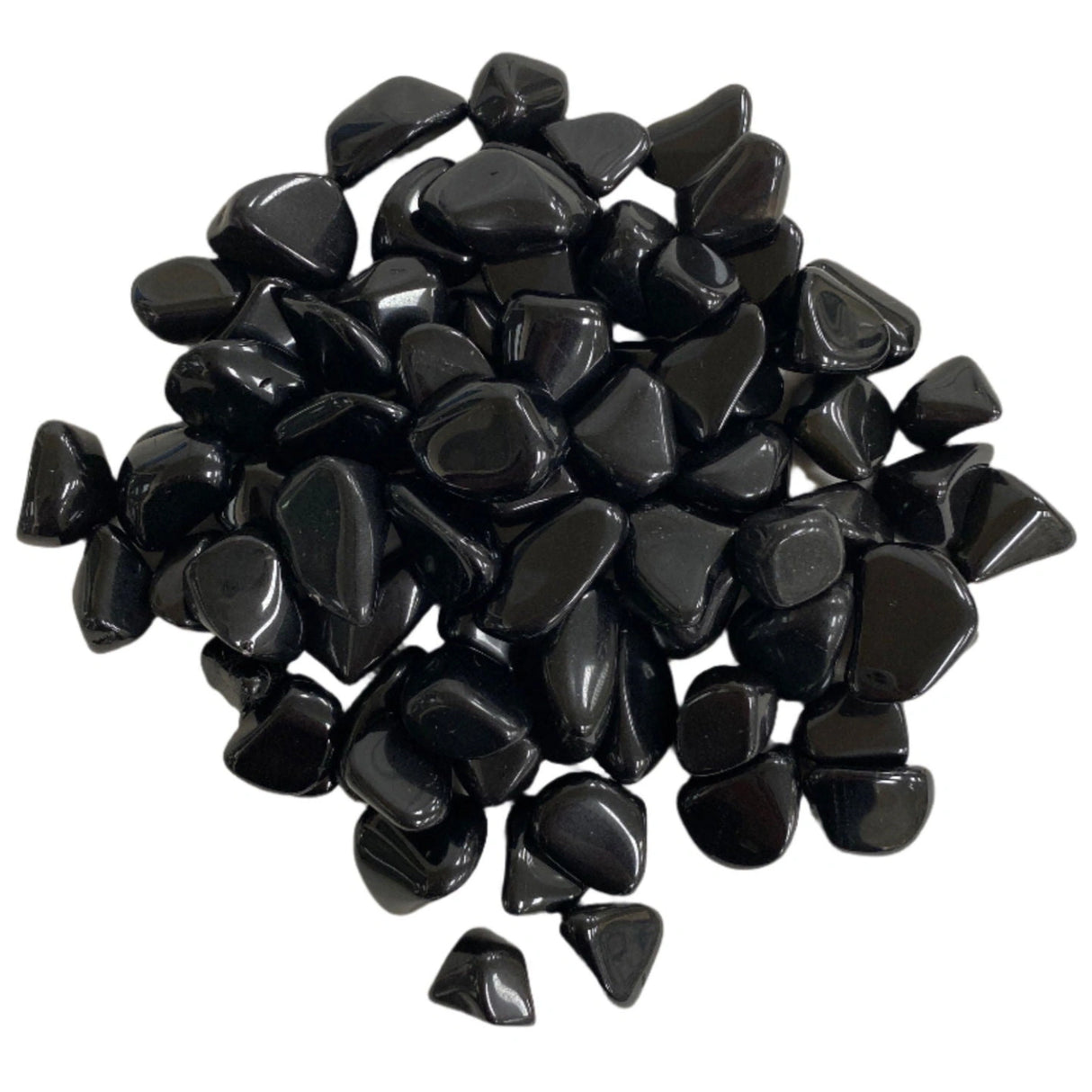 Obsidian Tumbled - Obsidian Tumbled, Polished black stones with smooth surfaces.