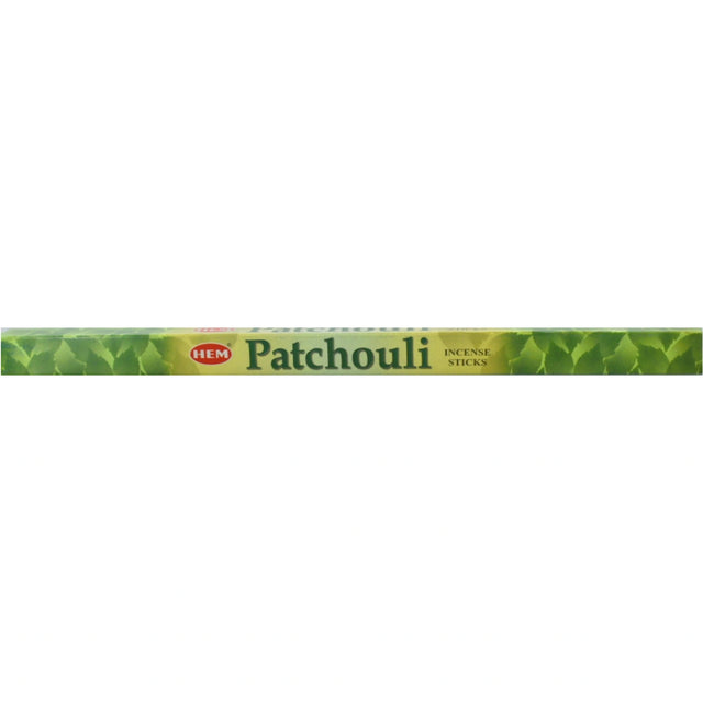 Hem Patchouli Incense Sticks in a green box.