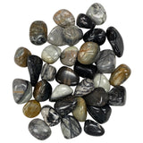 Picasso Jasper Tumbled - Polished Picasso Jasper stones with swirling black, white, and brown patterns.