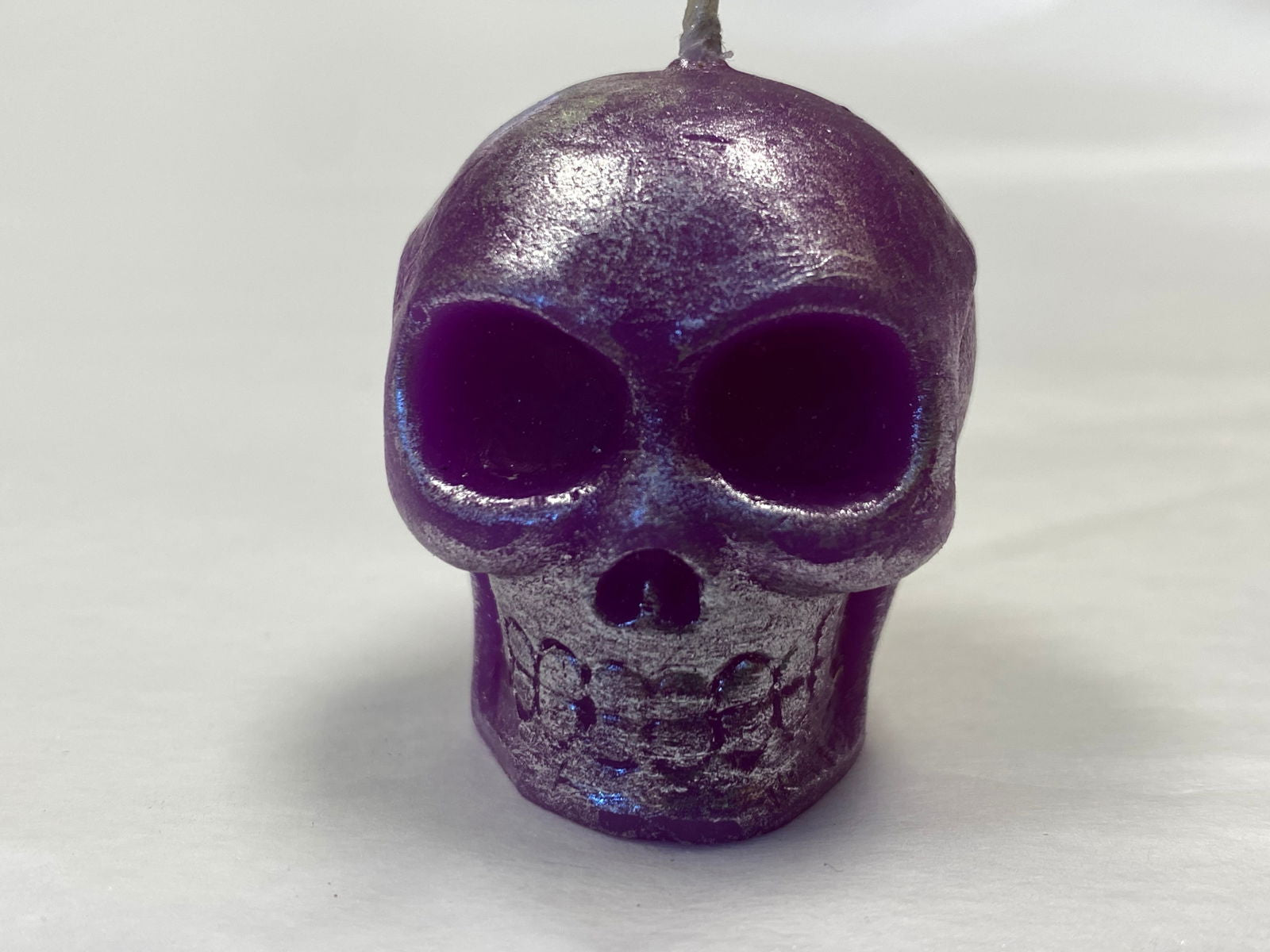 Purple Skull Votive Silver Washed Candle - 