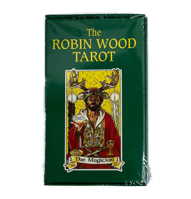 The robin wood tarot green box with image of a card 