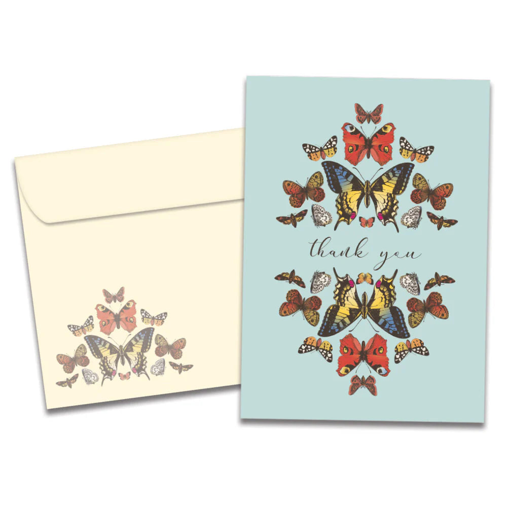 Botanical Butterflies Thank You Greeting Card