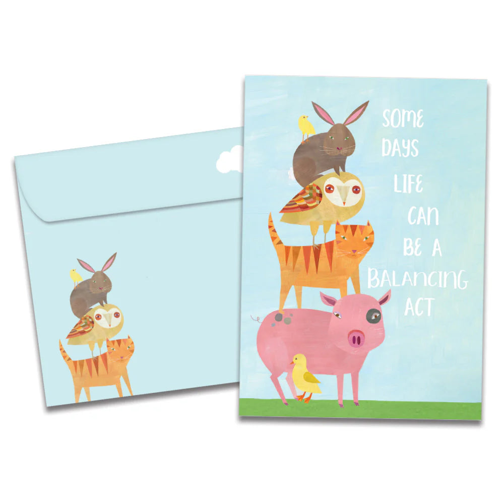 Balancing Animals Encouragement Greeting Card