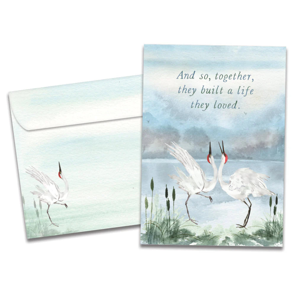 Dancing Cranes Anniversary Greeting Card