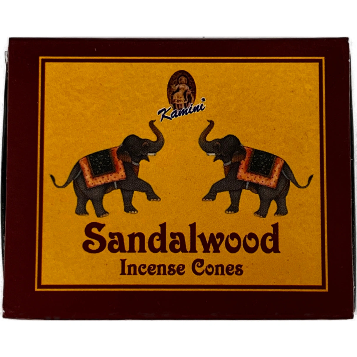 Sandalwood Incense Cones - Gold maroon box with images of elephants 