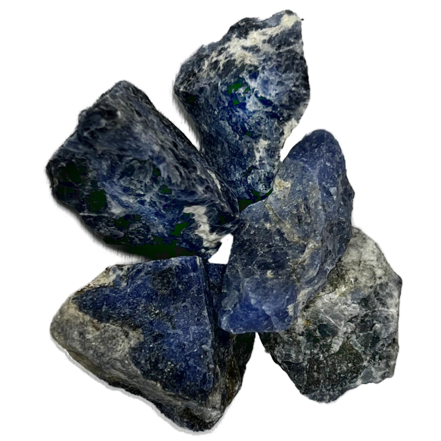 Sodalite Raw Tumbled - Deep Blue and white raw stones 