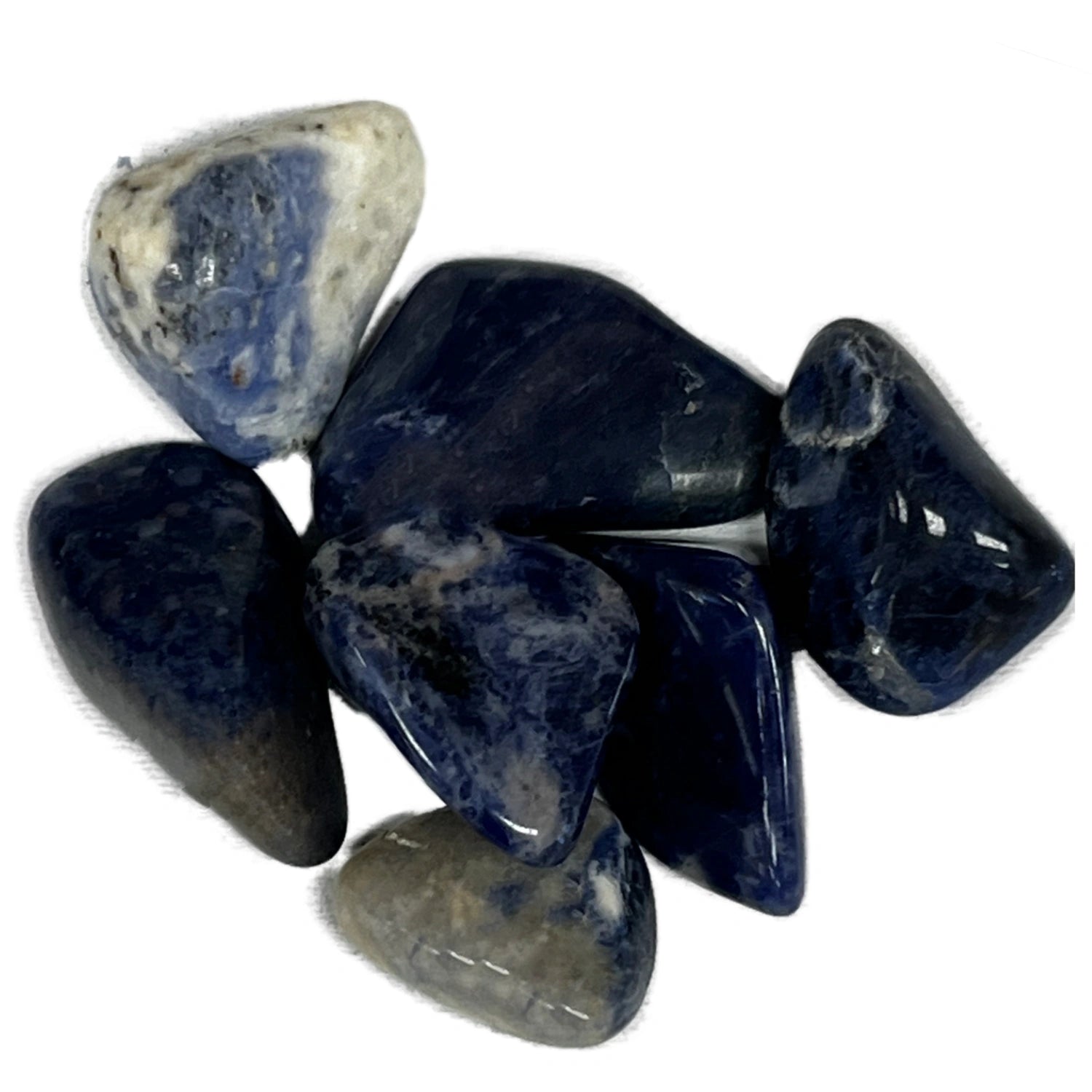 Sodalite Tumbled - stones with deep blue and white hues.