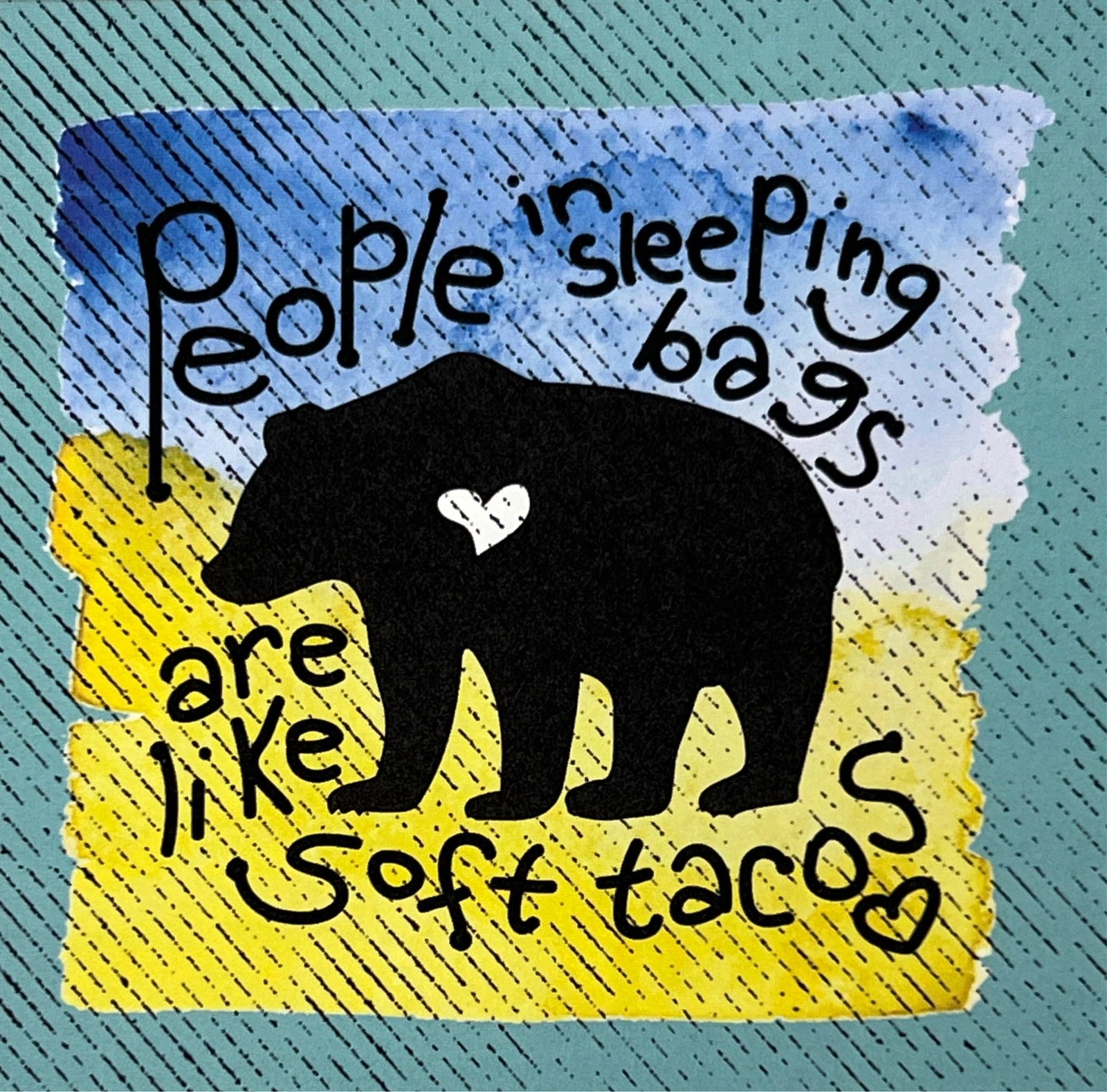 Soft Tacos magnet with a bear illustration and a humorous quote.