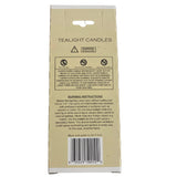 T-Lite Candle 10 Pack - Back cover of a rectangular box with 10 T-lite candles indside