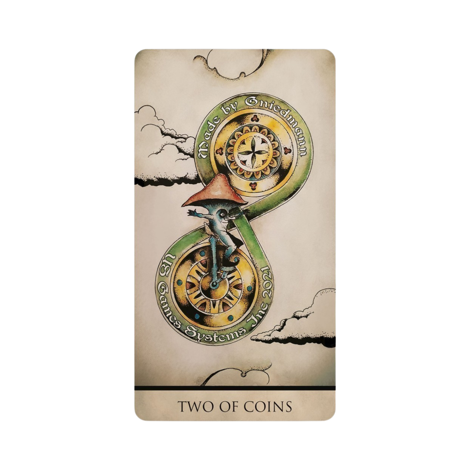 Tarot Nuages - Tarot Nuages Card Two of Coins