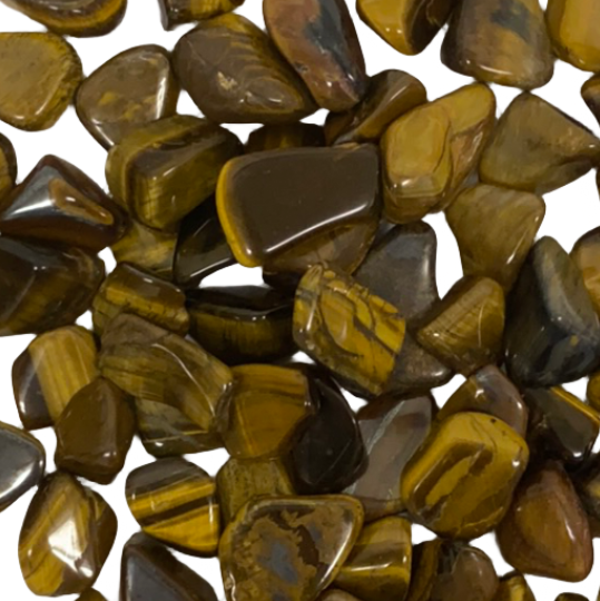 Tiger Eye Tumbled - Close-up of Brown tan stones banded in color Tigers eye 