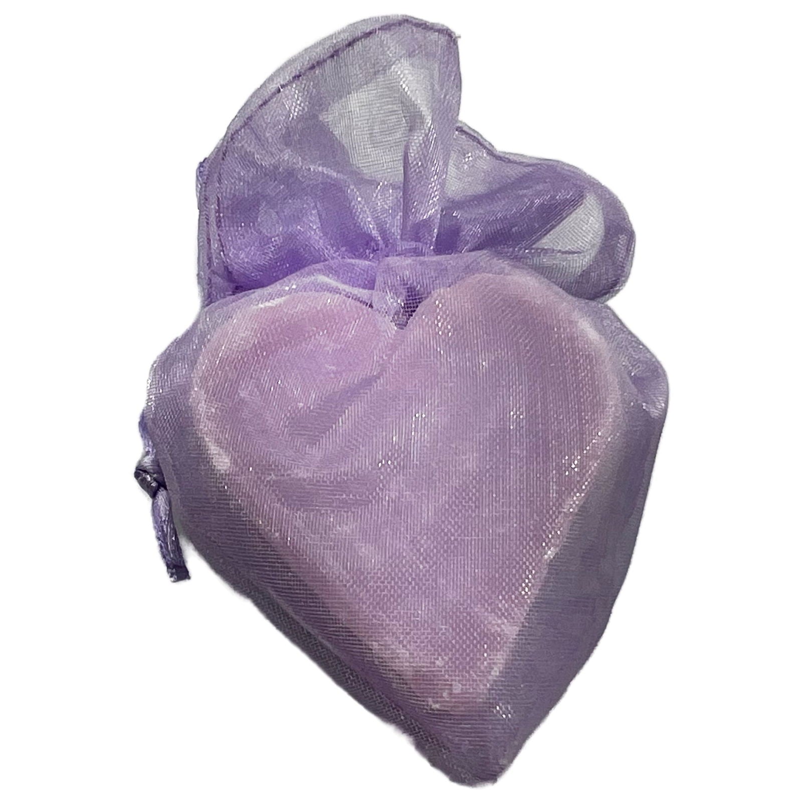 Tiny Lavender Heart Soap in Organza Bag - 