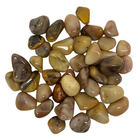 Voegesite Tumbled - Polished finish stones with brown and yellow hues.