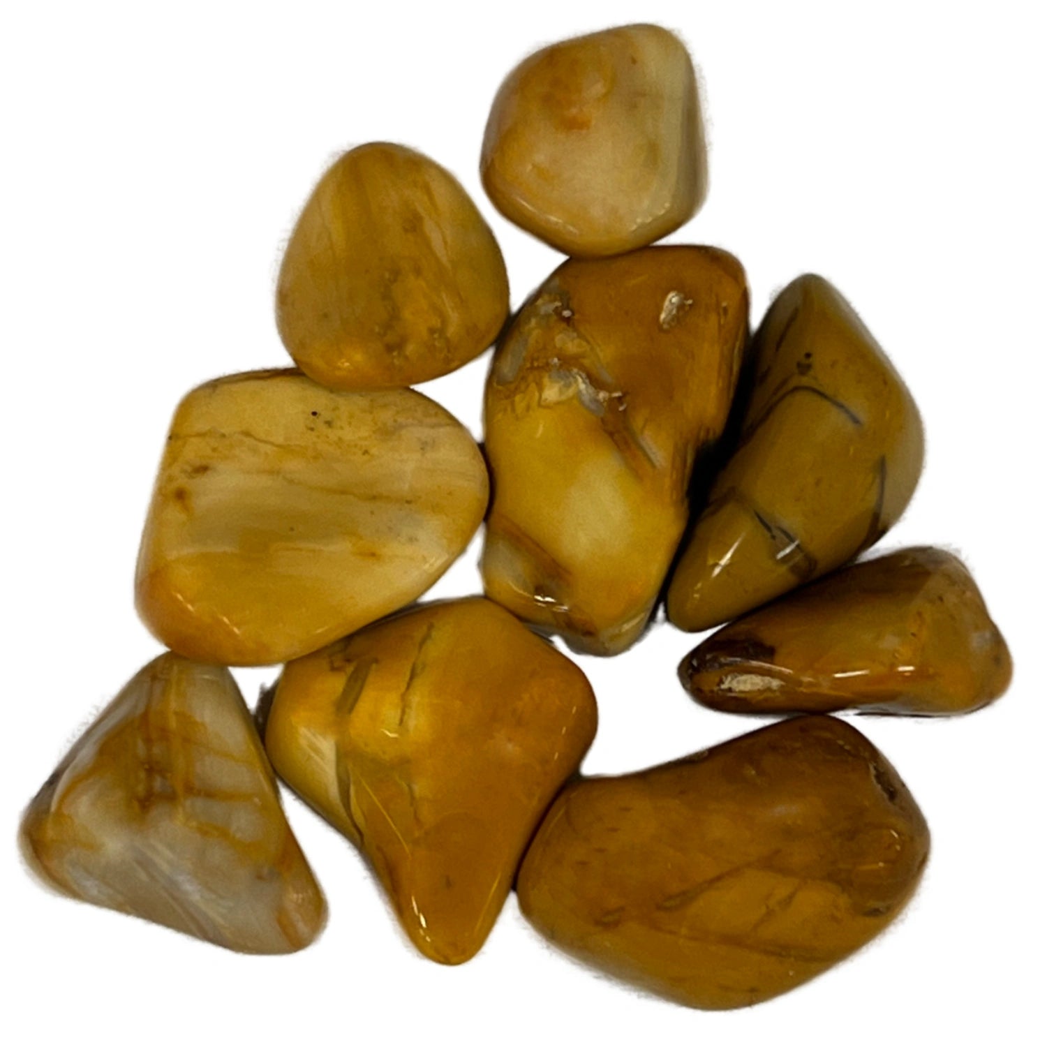 Yellow Jasper Tumbled - yellow and camel colored stone 