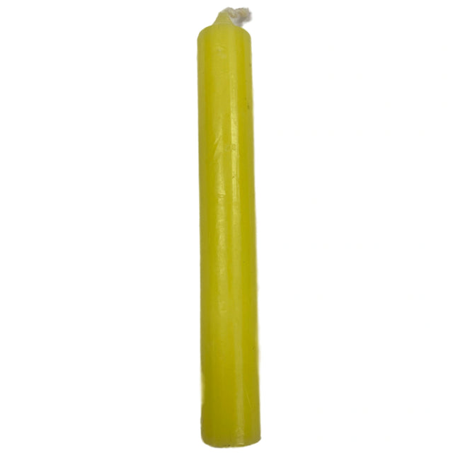 Yellow pillar candle with a smooth, unadorned surface.