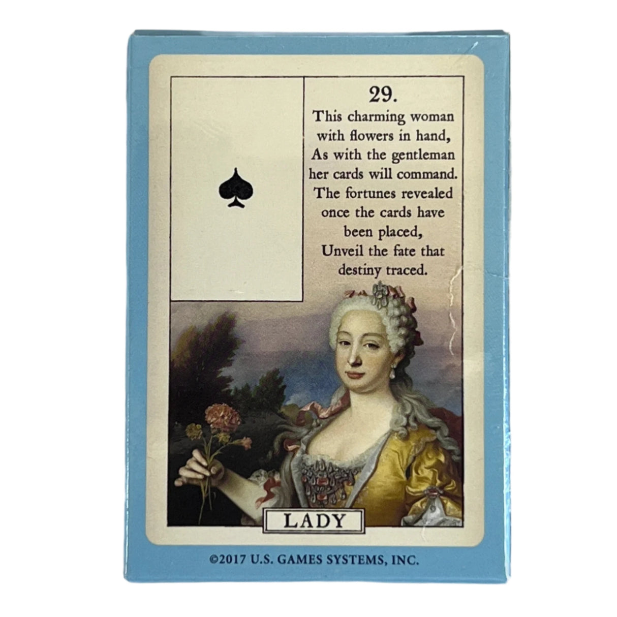 Blue Bird Lenormand small blue box with image of lady 